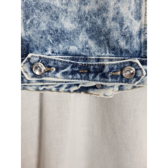 VTG 80s Womens Distressed Worn Cut Denim Vest Size M ? Frayed Retro Acid Washed - Picture 4 of 7